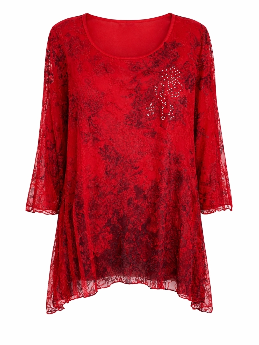 Frazzle Embellished Red & Black Lace Tunic Top Sz XL Whimsigoth Fairy Grunge